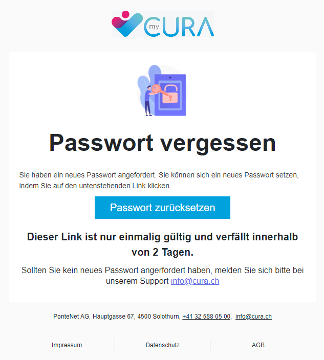 Passwort vergessen – PonteNet AG | myCURA